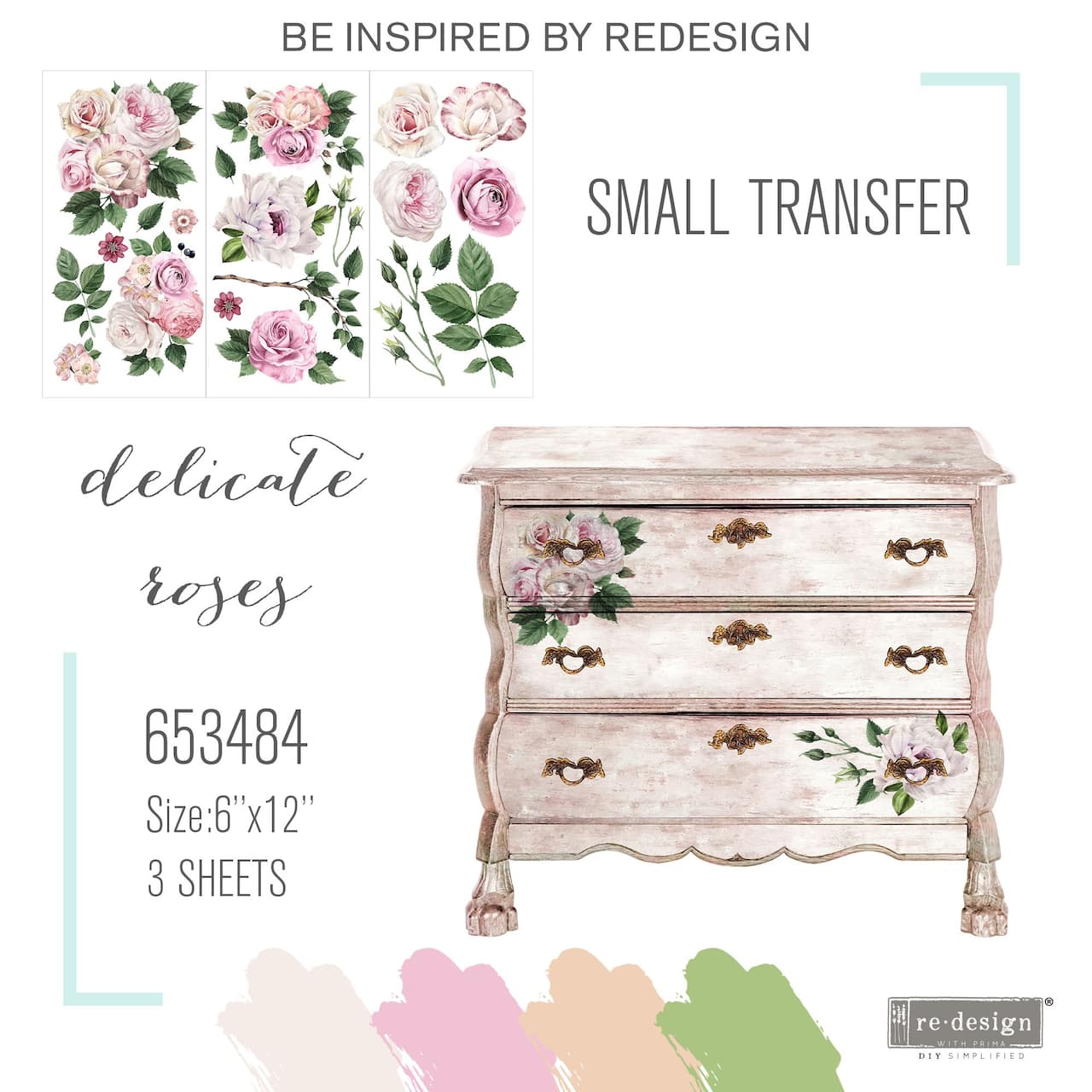 Prima® Re-Design® Delicate Roses Décor Transfers
